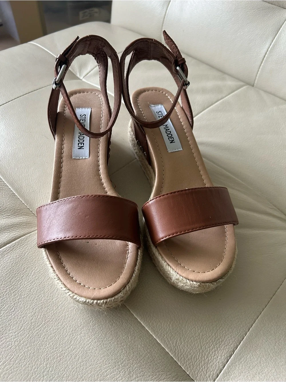 Steve Madden Brown Espadrille Wedge Sandals.  Size 6.